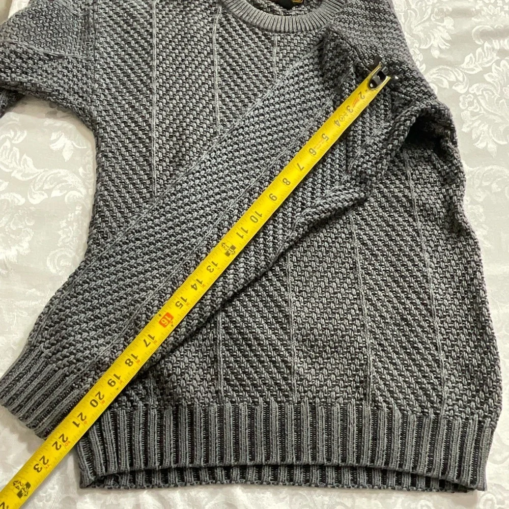 Eddie Bauer Black Label Steel Gray Cable Knit Men Size Medium Pull Over Sweater - Picture 7 of 7